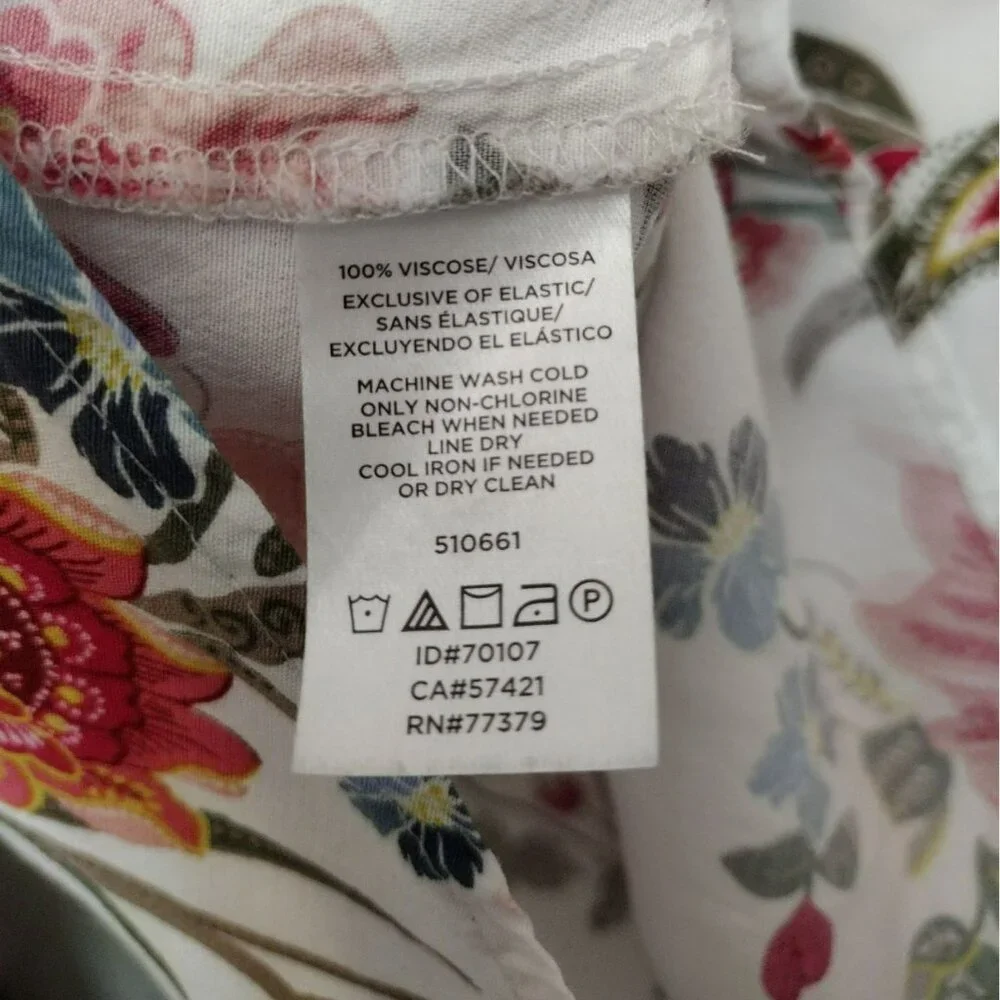 Ann Taylor White Floral Tie-Neck Blouse - Picture 3 of 5